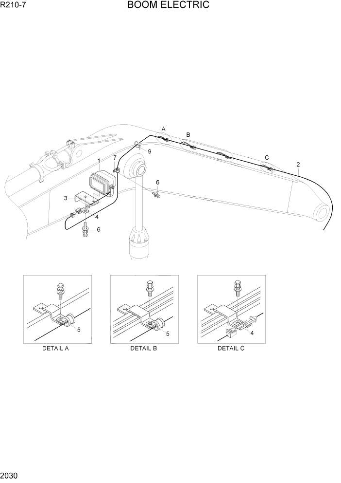 Схема запчастей Hyundai R210-7 - PAGE 2030 BOOM ELECTRIC ЭЛЕКТРИЧЕСКАЯ СИСТЕМА