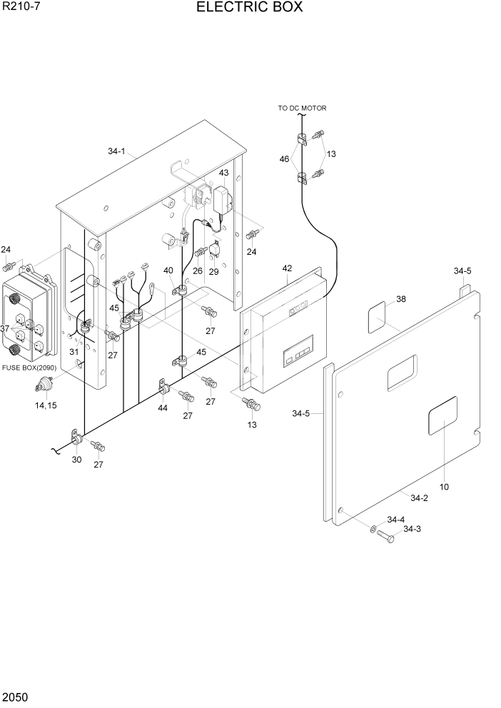 Схема запчастей Hyundai R210-7 - PAGE 2050 ELECTRIC BOX ЭЛЕКТРИЧЕСКАЯ СИСТЕМА