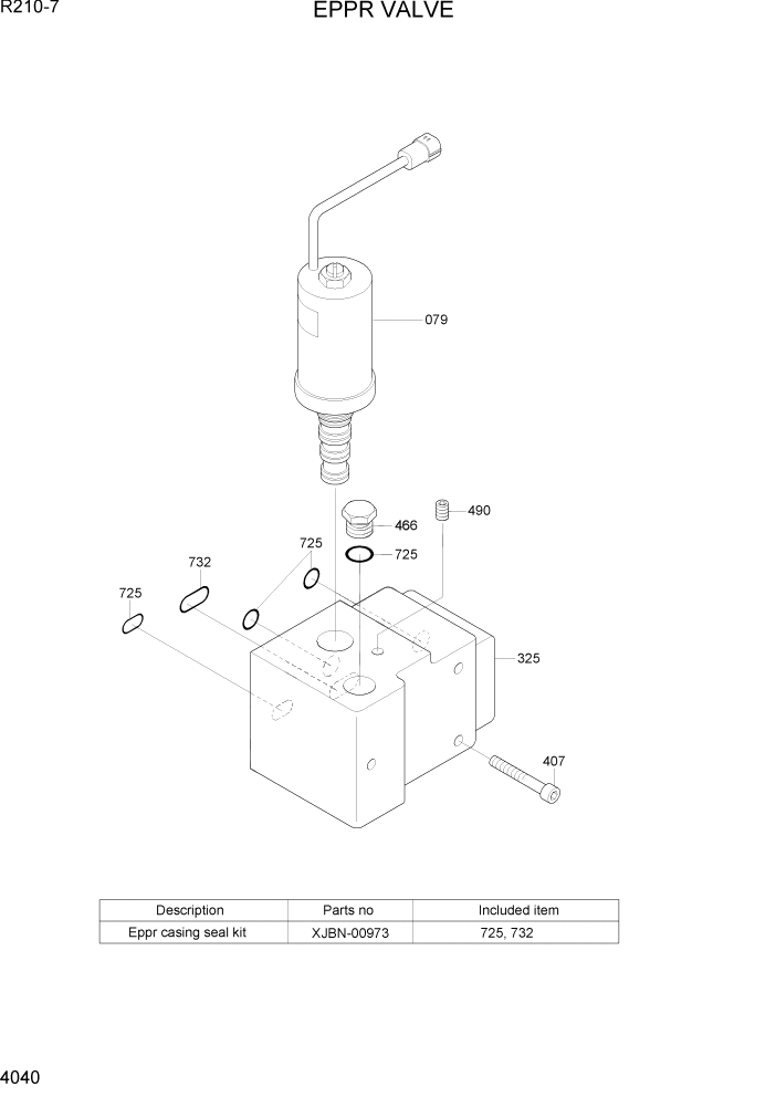 Схема запчастей Hyundai R210-7 - PAGE 4040 EPPR VALVE ГИДРАВЛИЧЕСКИЕ КОМПОНЕНТЫ