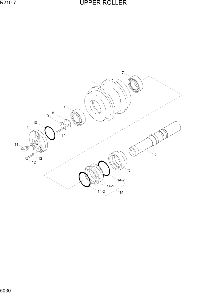 Схема запчастей Hyundai R210-7 - PAGE 5030 UPPER ROLLER ХОДОВАЯ ЧАСТЬ