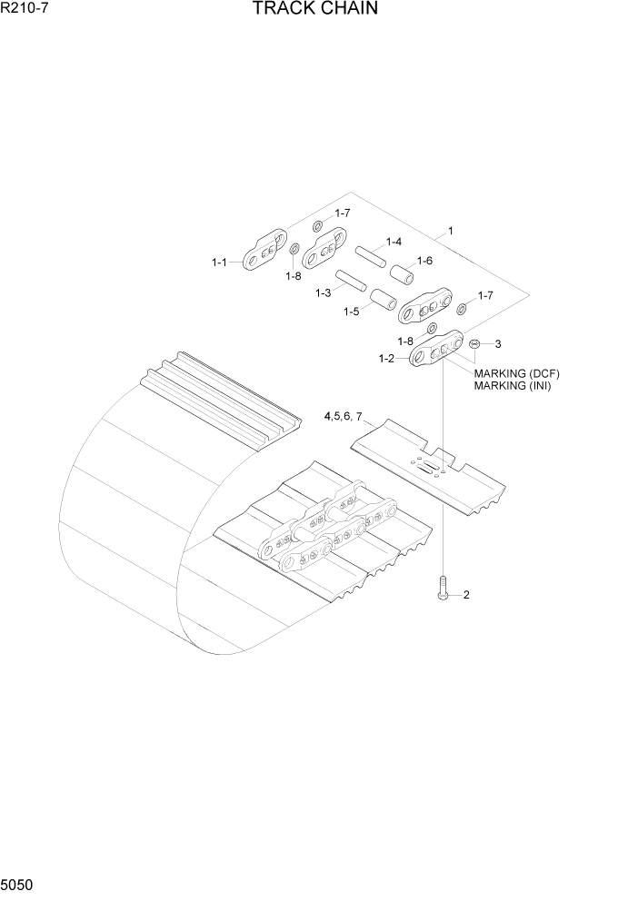 Схема запчастей Hyundai R210-7 - PAGE 5050 TRACK CHAIN ХОДОВАЯ ЧАСТЬ