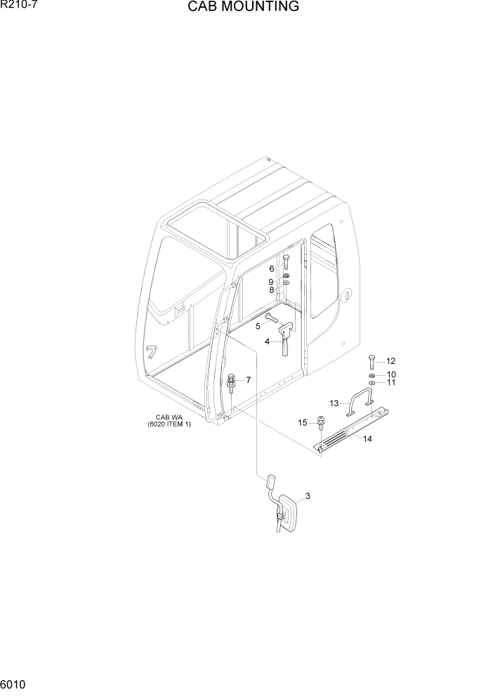 Схема запчастей Hyundai R210-7 - PAGE 6010 CAB MOUNTING СТРУКТУРА