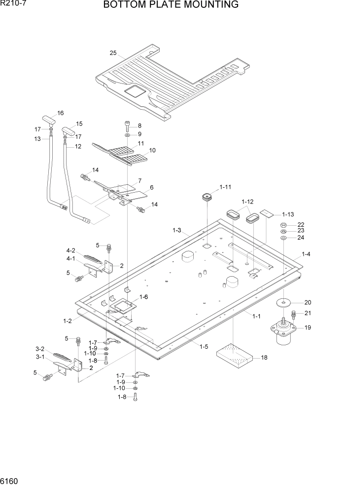 Схема запчастей Hyundai R210-7 - PAGE 6160 BOTTOM PLATE MOUNTING СТРУКТУРА