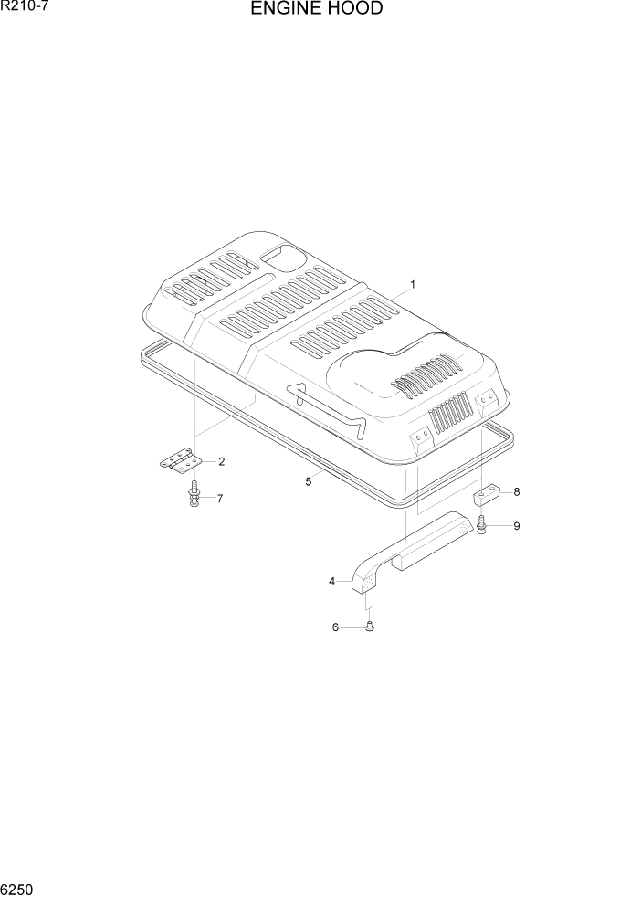 Схема запчастей Hyundai R210-7 - PAGE 6250 ENGINE HOOD СТРУКТУРА