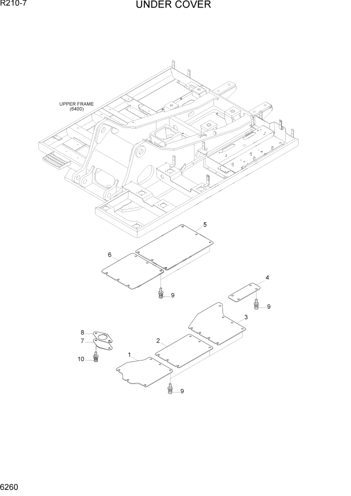 Схема запчастей Hyundai R210-7 - PAGE 6260 UNDER COVER СТРУКТУРА