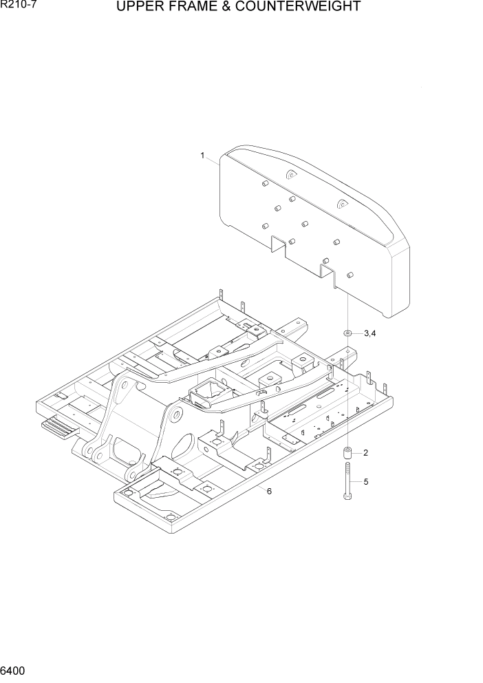 Схема запчастей Hyundai R210-7 - PAGE 6400 UPPER FRAME & COUNTERWEIGHT СТРУКТУРА