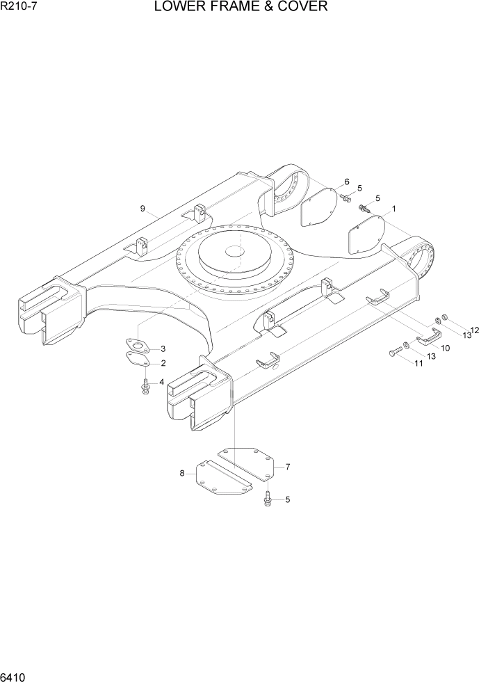 Схема запчастей Hyundai R210-7 - PAGE 6410 LOWER FRAME & COVER СТРУКТУРА