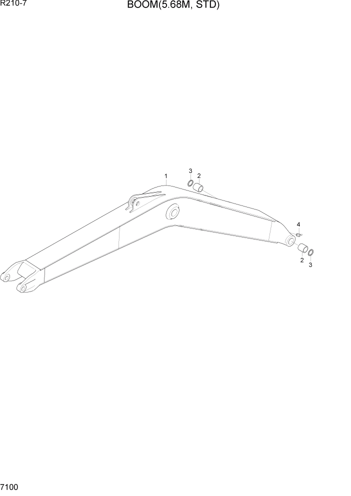 Схема запчастей Hyundai R210-7 - PAGE 7100 BOOM(5.68M, STD) РАБОЧЕЕ ОБОРУДОВАНИЕ