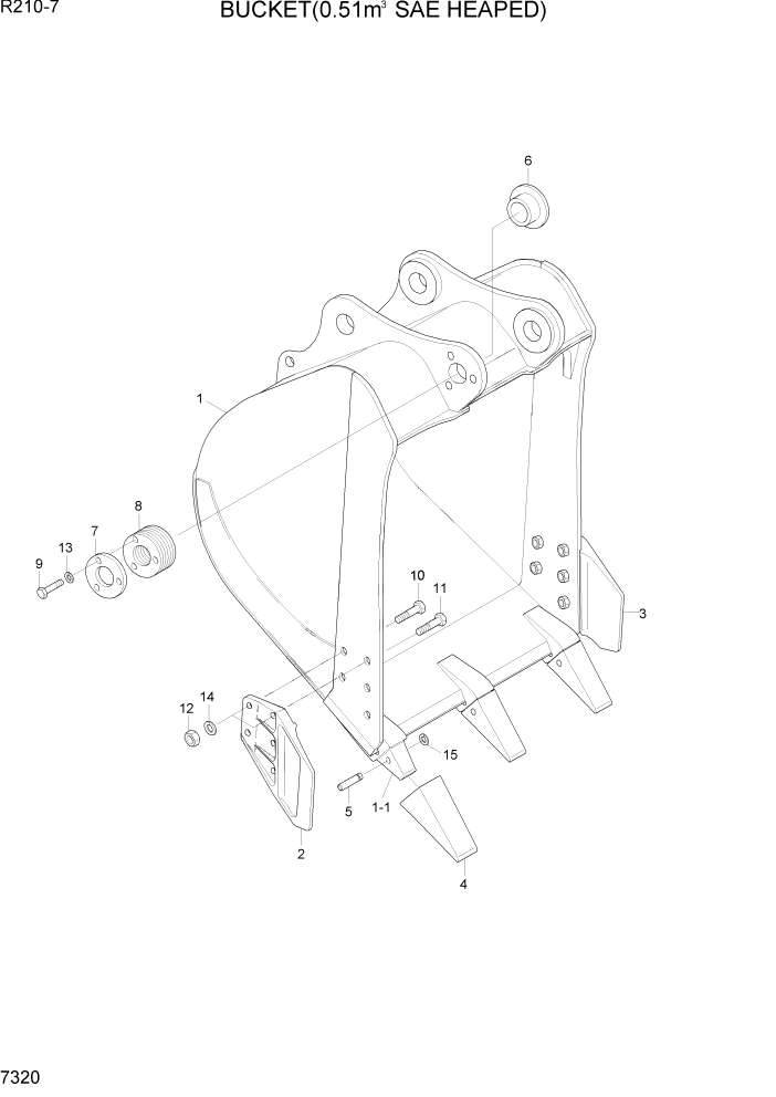 Схема запчастей Hyundai R210-7 - PAGE 7320 BUCKET(0.51M3 SAE HEAPED) РАБОЧЕЕ ОБОРУДОВАНИЕ