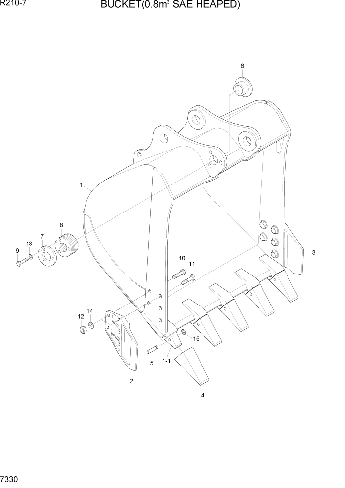 Схема запчастей Hyundai R210-7 - PAGE 7330 BUCKET(0.8M3 SAE HEAPED) РАБОЧЕЕ ОБОРУДОВАНИЕ