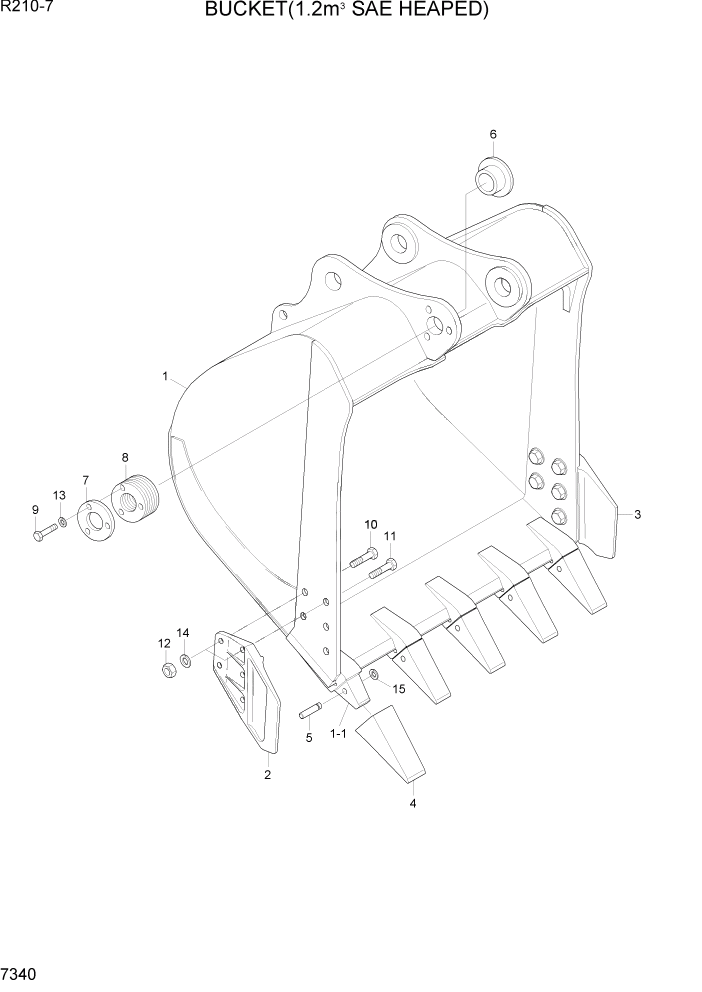 Схема запчастей Hyundai R210-7 - PAGE 7340 BUCKET(1.2M3 SAE HEAPED) РАБОЧЕЕ ОБОРУДОВАНИЕ