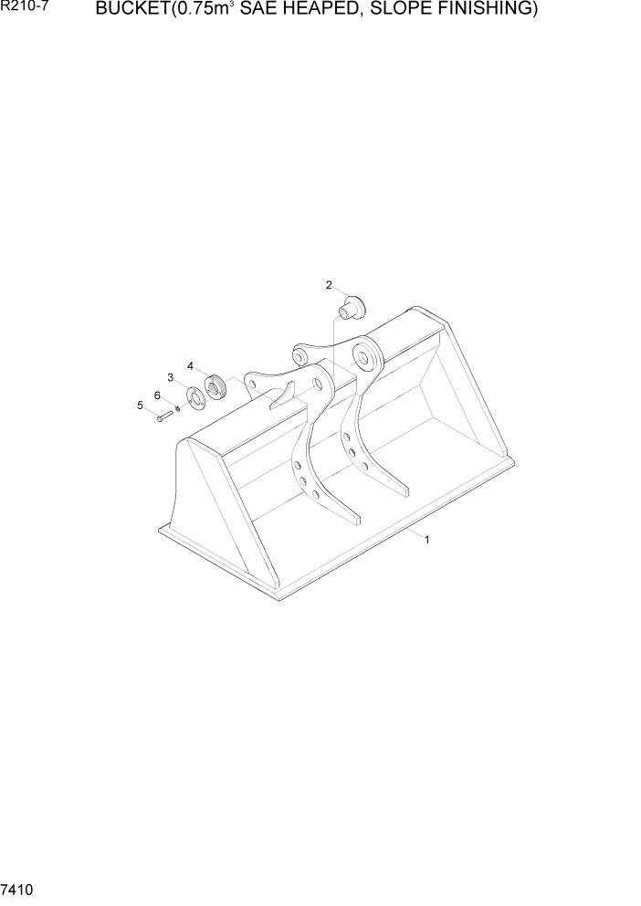 Схема запчастей Hyundai R210-7 - PAGE 7410 BUCKET(0.75M3 SAE HEAPED, S/FINISHING) РАБОЧЕЕ ОБОРУДОВАНИЕ