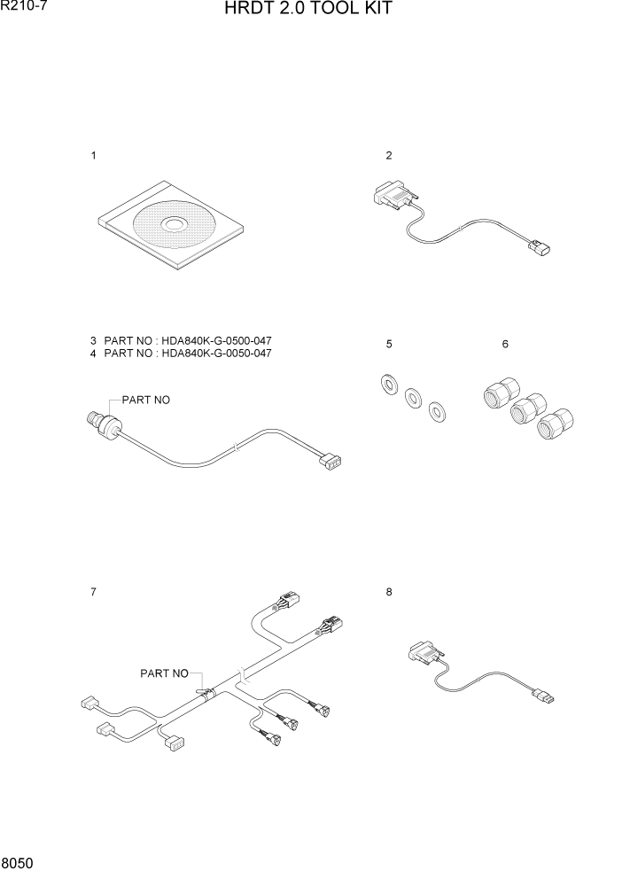 Схема запчастей Hyundai R210-7 - PAGE 8050 HRDT 2.0 TOOL KIT ДРУГИЕ ЧАСТИ