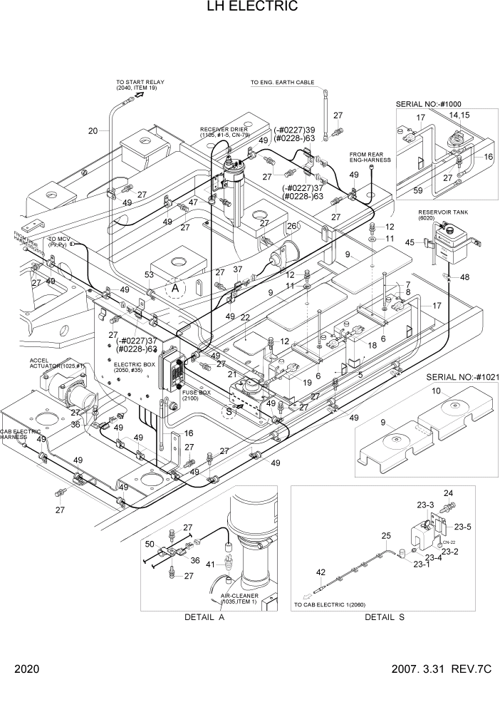 Схема запчастей Hyundai R210LC7 - PAGE 2020 LH ELECTRIC ЭЛЕКТРИЧЕСКАЯ СИСТЕМА