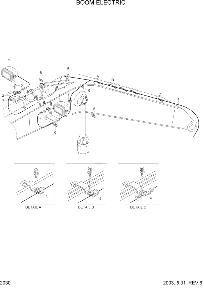 Схема запчастей Hyundai R210LC7 - PAGE 2030 BOOM ELECTRIC ЭЛЕКТРИЧЕСКАЯ СИСТЕМА