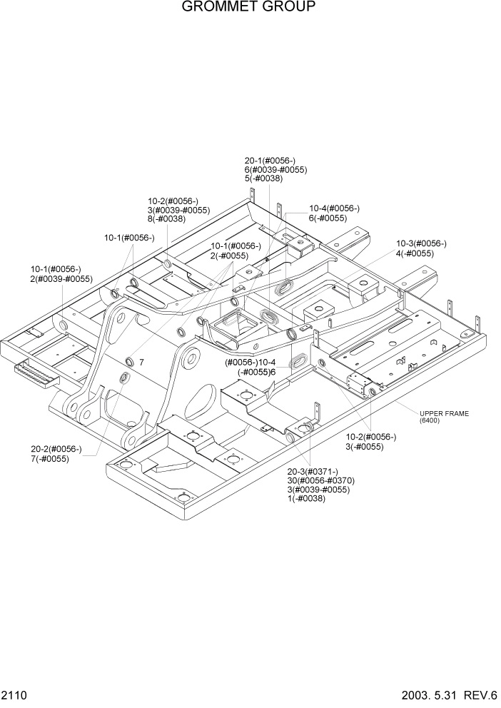 Схема запчастей Hyundai R210LC7 - PAGE 2110 GROMMET GROUP ЭЛЕКТРИЧЕСКАЯ СИСТЕМА