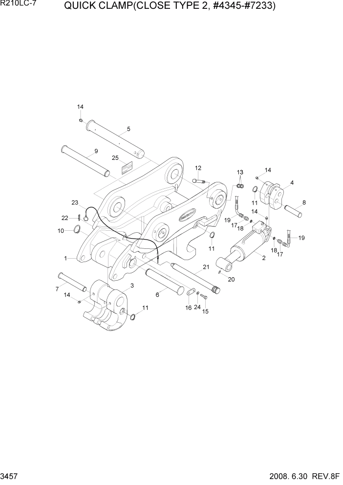 Схема запчастей Hyundai R210LC7 - PAGE 3457 QUICK CLAMP(CLOSE TYPE 2, #4345-#7233) ГИДРАВЛИЧЕСКАЯ СИСТЕМА