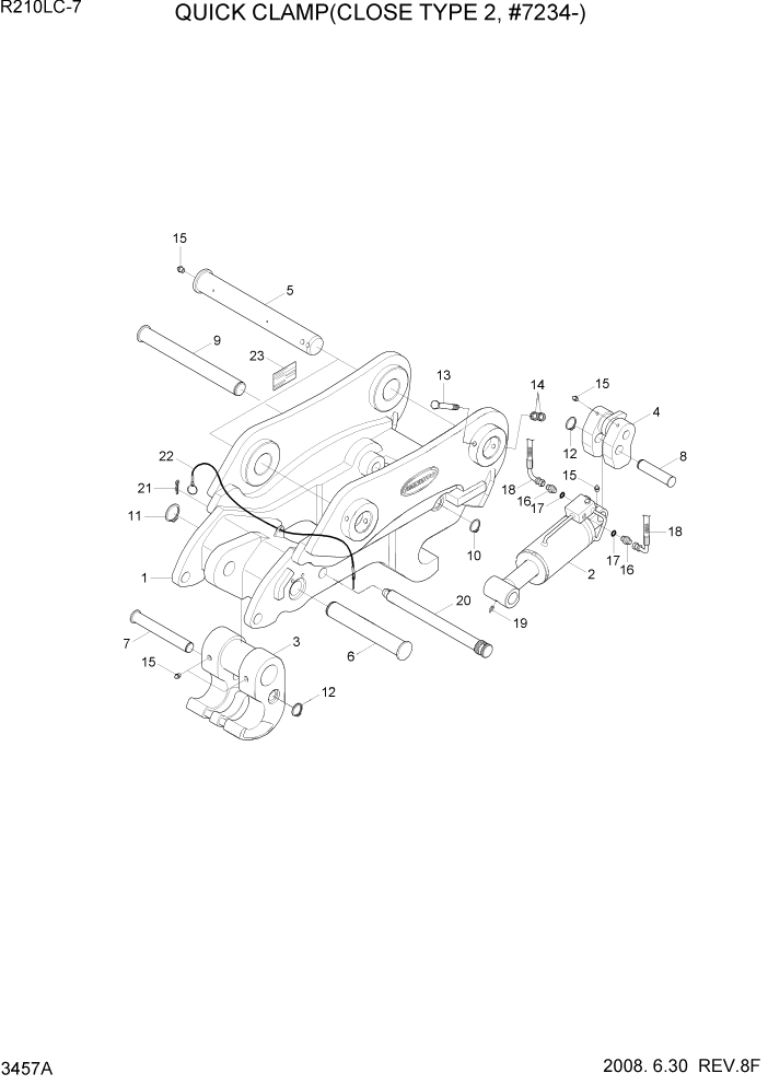 Схема запчастей Hyundai R210LC7 - PAGE 3457A QUICK CLAMP(CLOSE TYPE 2, #7234-) ГИДРАВЛИЧЕСКАЯ СИСТЕМА