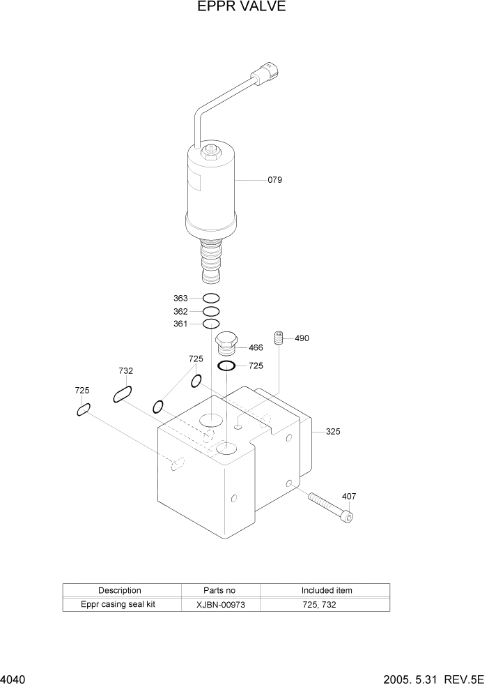 Схема запчастей Hyundai R210LC7 - PAGE 4040 EPPR VALVE ГИДРАВЛИЧЕСКИЕ КОМПОНЕНТЫ