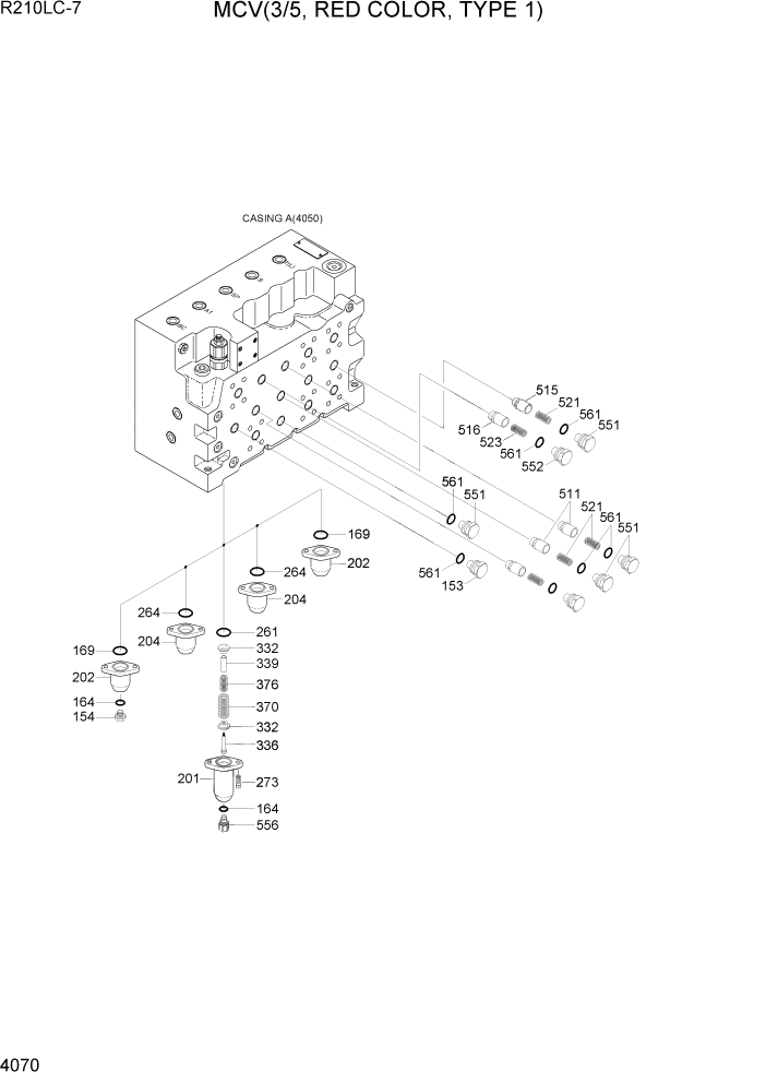 Схема запчастей Hyundai R210LC7 - PAGE 4070 MCV(3/5, RED COLOR, TYPE 1) ГИДРАВЛИЧЕСКИЕ КОМПОНЕНТЫ