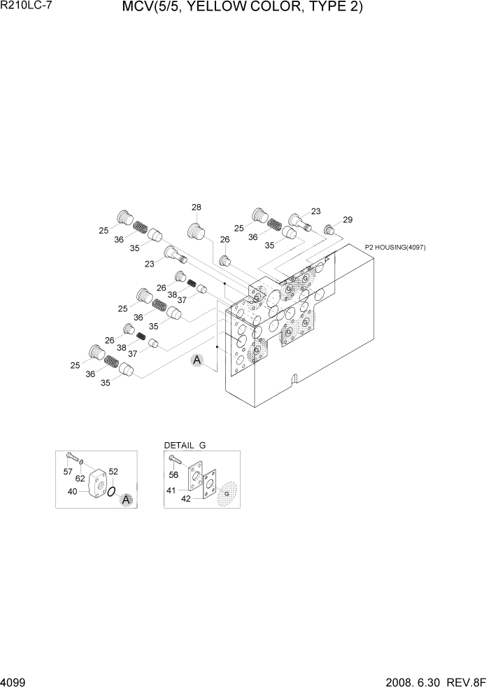 Схема запчастей Hyundai R210LC7 - PAGE 4099 MCV(5/5, YELLOW COLOR, TYPE 2) ГИДРАВЛИЧЕСКИЕ КОМПОНЕНТЫ