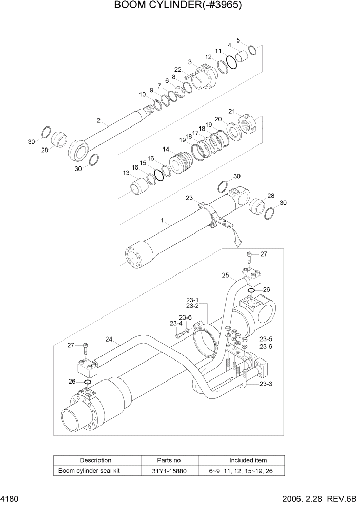 Схема запчастей Hyundai R210LC7 - PAGE 4180 BOOM CYLINDER(-#3965) ГИДРАВЛИЧЕСКИЕ КОМПОНЕНТЫ