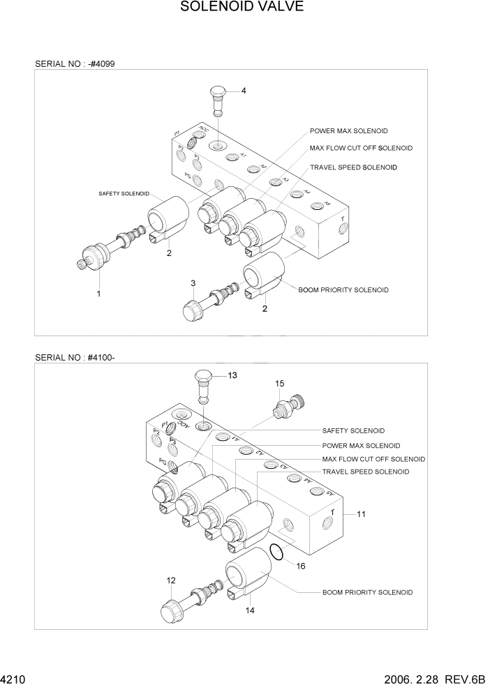 Схема запчастей Hyundai R210LC7 - PAGE 4210 SOLENOID VALVE ГИДРАВЛИЧЕСКИЕ КОМПОНЕНТЫ