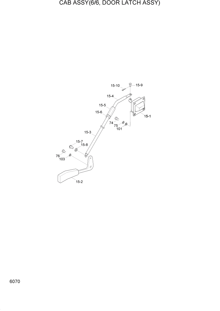 Схема запчастей Hyundai R210LC7 - PAGE 6070 CAB ASSY(6/6, DOOR LATCH ASSY) СТРУКТУРА