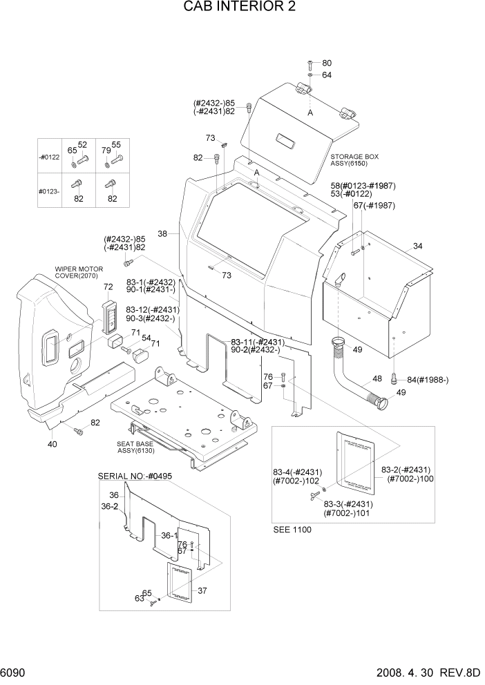 Схема запчастей Hyundai R210LC7 - PAGE 6090 CAB INTERIOR 2 СТРУКТУРА