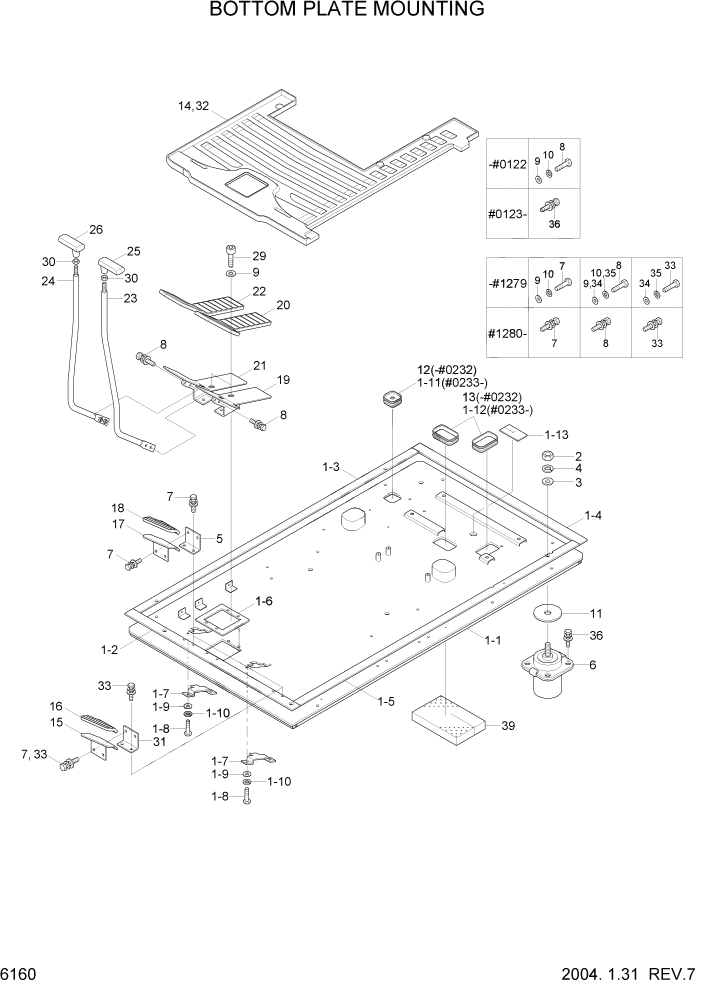 Схема запчастей Hyundai R210LC7 - PAGE 6160 BOTTOM PLATE MOUNTING СТРУКТУРА