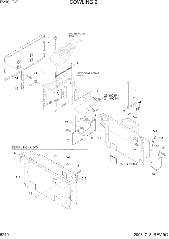 Схема запчастей Hyundai R210LC7 - PAGE 6210 COWLING 2 СТРУКТУРА