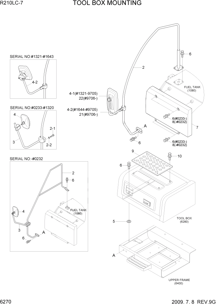 Схема запчастей Hyundai R210LC7 - PAGE 6270 TOOL BOX MOUNTING СТРУКТУРА