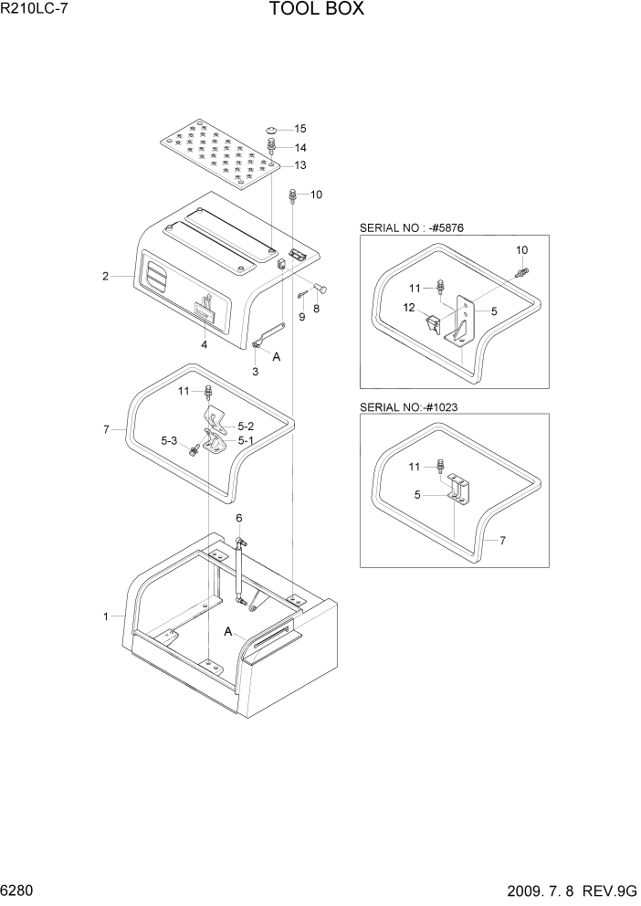 Схема запчастей Hyundai R210LC7 - PAGE 6280 TOOL BOX СТРУКТУРА