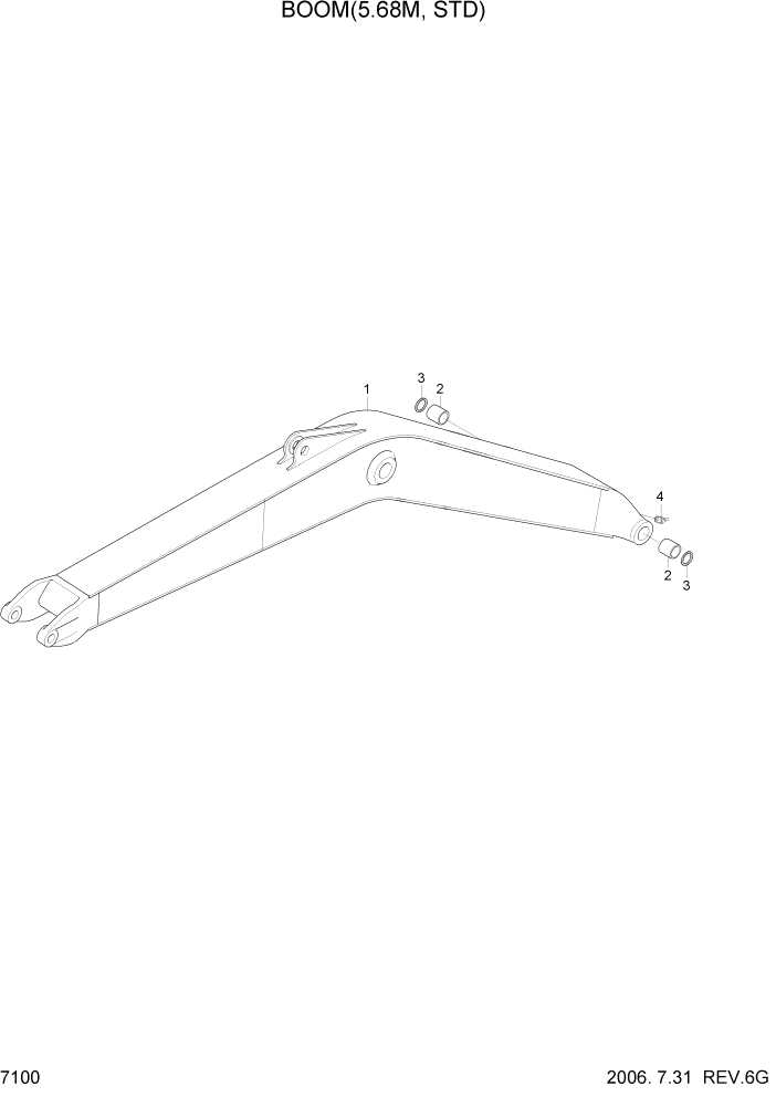 Схема запчастей Hyundai R210LC7 - PAGE 7100 BOOM(5.68M, STD) РАБОЧЕЕ ОБОРУДОВАНИЕ