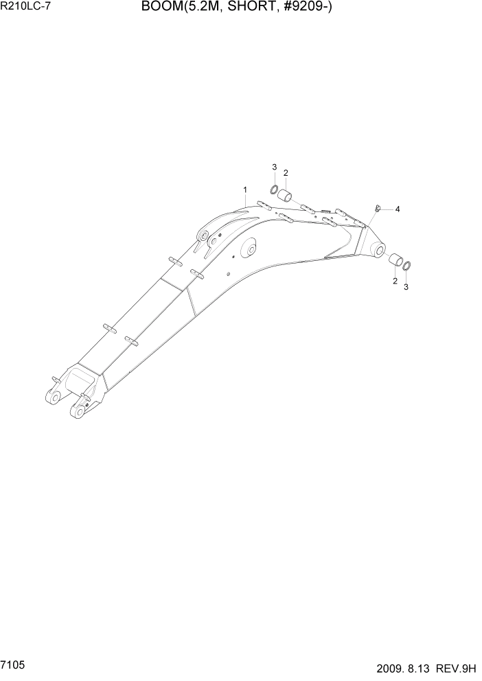 Схема запчастей Hyundai R210LC7 - PAGE 7105 BOOM(5.20M, SHORT, #9209-) РАБОЧЕЕ ОБОРУДОВАНИЕ