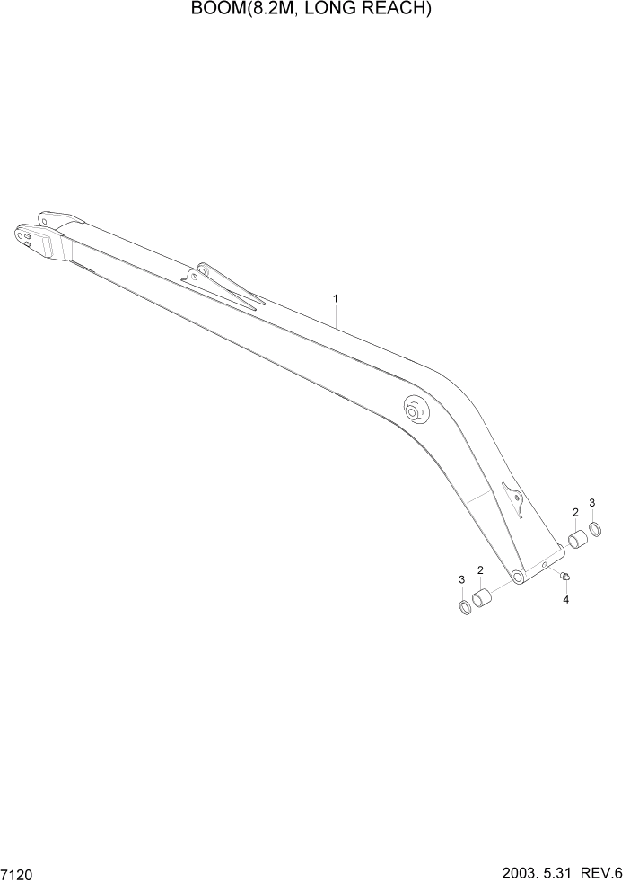 Схема запчастей Hyundai R210LC7 - PAGE 7120 BOOM(8.2M, LONG REACH) РАБОЧЕЕ ОБОРУДОВАНИЕ