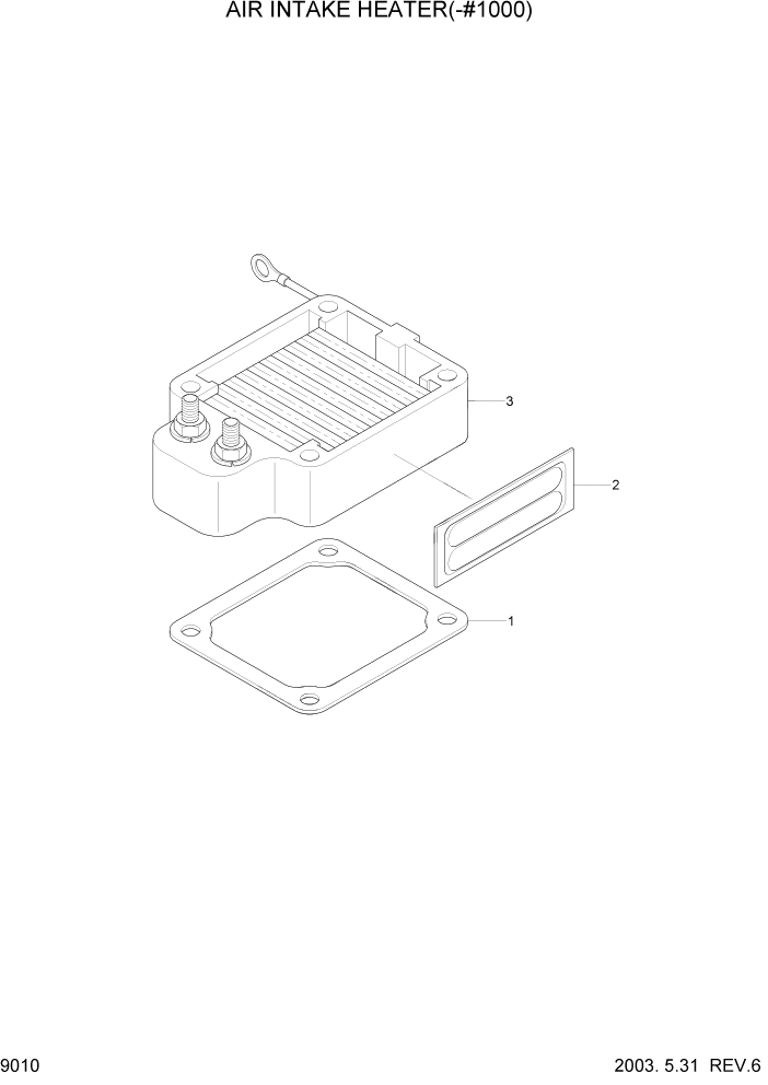 Схема запчастей Hyundai R210LC7 - PAGE 9010 AIR INTAKE HEATER(-#1000) ДВИГАТЕЛЬ БАЗА