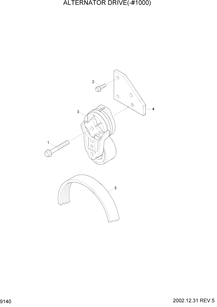 Схема запчастей Hyundai R210LC7 - PAGE 9140 ALTERNATOR DRIVE(-#1000) ДВИГАТЕЛЬ БАЗА