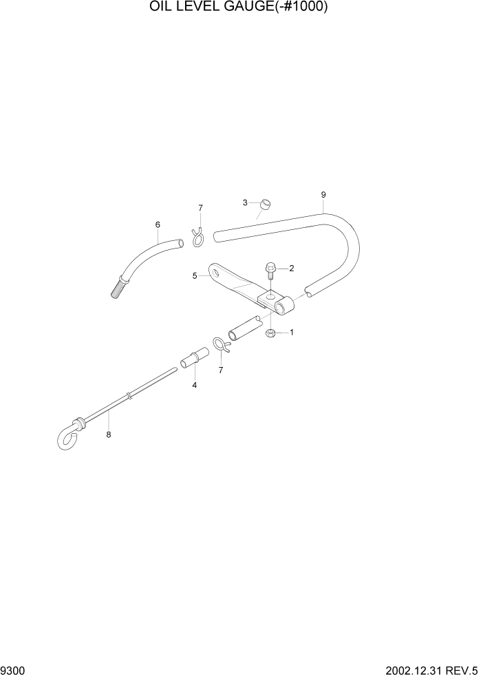 Схема запчастей Hyundai R210LC7 - PAGE 9300 OIL LEVEL GAUGE(-#1000) ДВИГАТЕЛЬ БАЗА