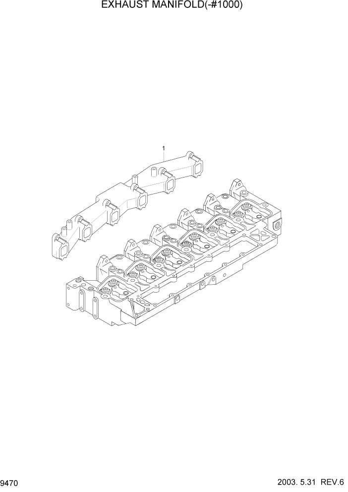 Схема запчастей Hyundai R210LC7 - PAGE 9470 EXHAUST MANIFOLD(-#1000) ДВИГАТЕЛЬ БАЗА