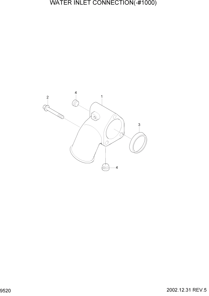 Схема запчастей Hyundai R210LC7 - PAGE 9520 WATER INLET CONNECTION(-#1000) ДВИГАТЕЛЬ БАЗА