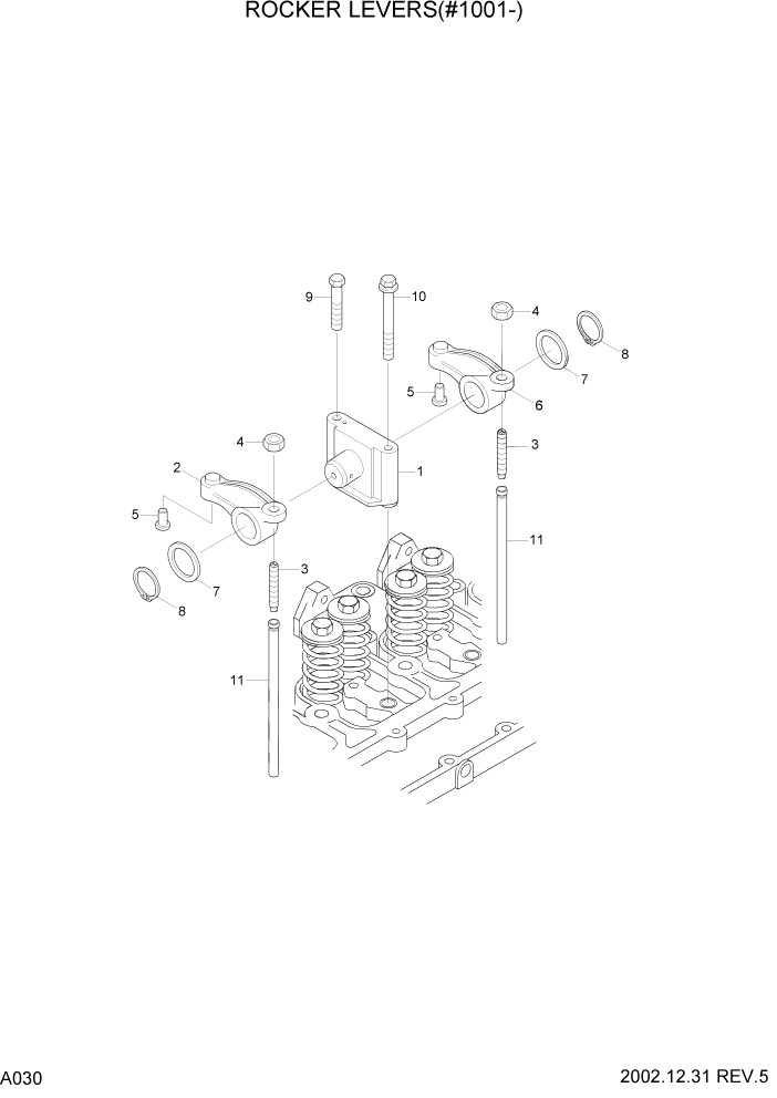 Схема запчастей Hyundai R210LC7 - PAGE A030 ROCKER LEVERS(#1001-) ДВИГАТЕЛЬ БАЗА