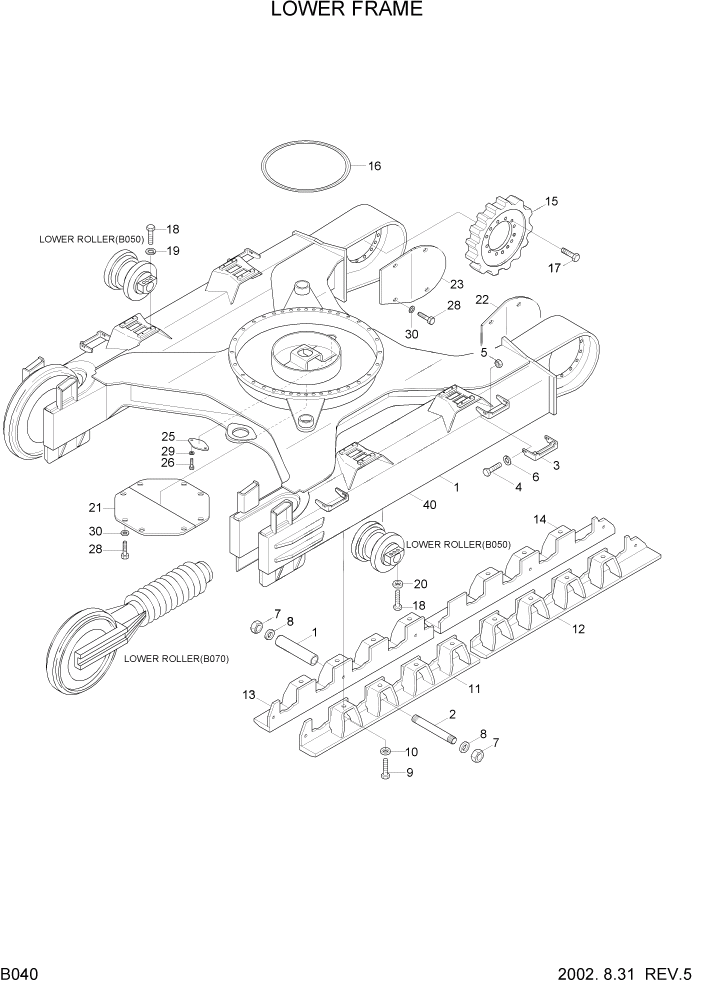 Схема запчастей Hyundai R290LC7 - PAGE B040 LOWER FRAME(-#0178) ХОДОВАЯ ЧАСТЬ(- # 0178, НОВАЯ ЗЕЛАНДИЯ)