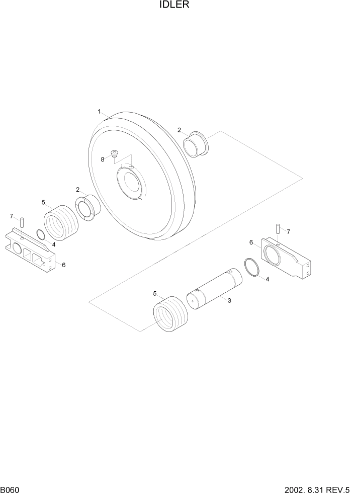 Схема запчастей Hyundai R290LC7 - PAGE B060 IDLER(-#0178) ХОДОВАЯ ЧАСТЬ(- # 0178, НОВАЯ ЗЕЛАНДИЯ)