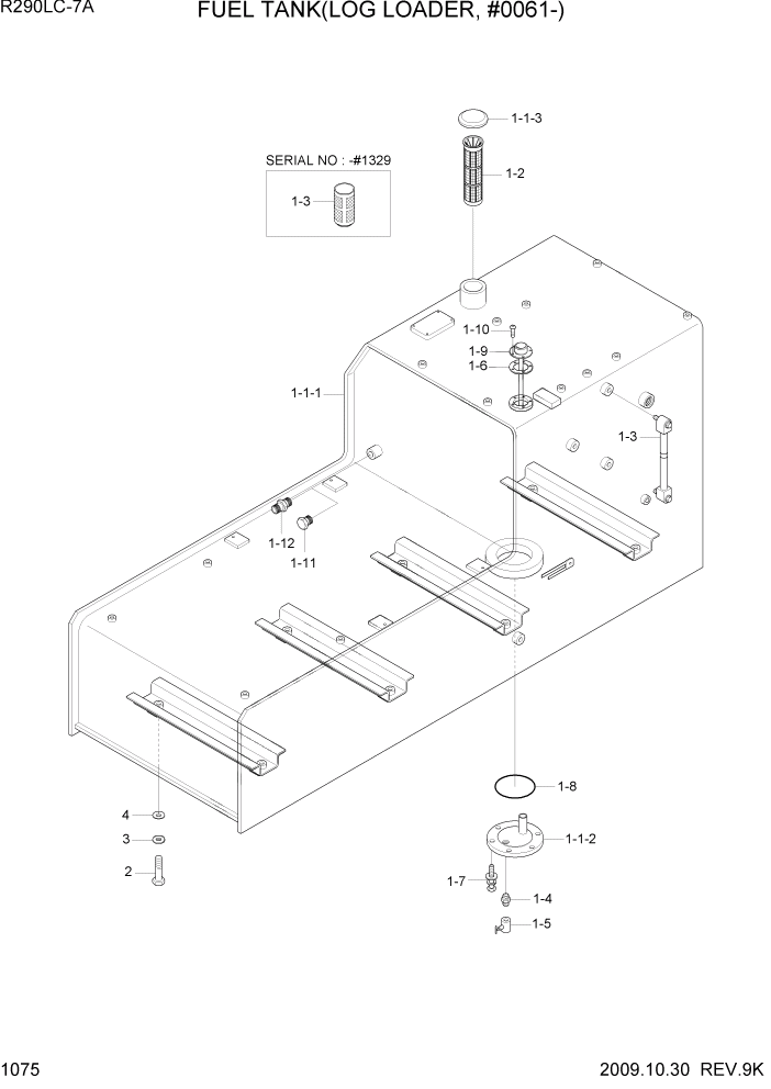 Схема запчастей Hyundai R290LC7A - PAGE 1075 FUEL TANK(LOG LOADER, #0061-) СИСТЕМА ДВИГАТЕЛЯ