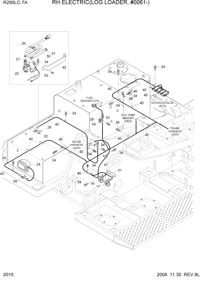 Схема запчастей Hyundai R290LC7A - PAGE 2015 RH ELECTRIC(LOG LOADER, #0061-) ЭЛЕКТРИЧЕСКАЯ СИСТЕМА