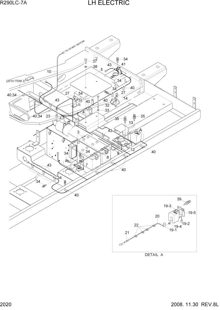 Схема запчастей Hyundai R290LC7A - PAGE 2020 LH ELECTRIC ЭЛЕКТРИЧЕСКАЯ СИСТЕМА