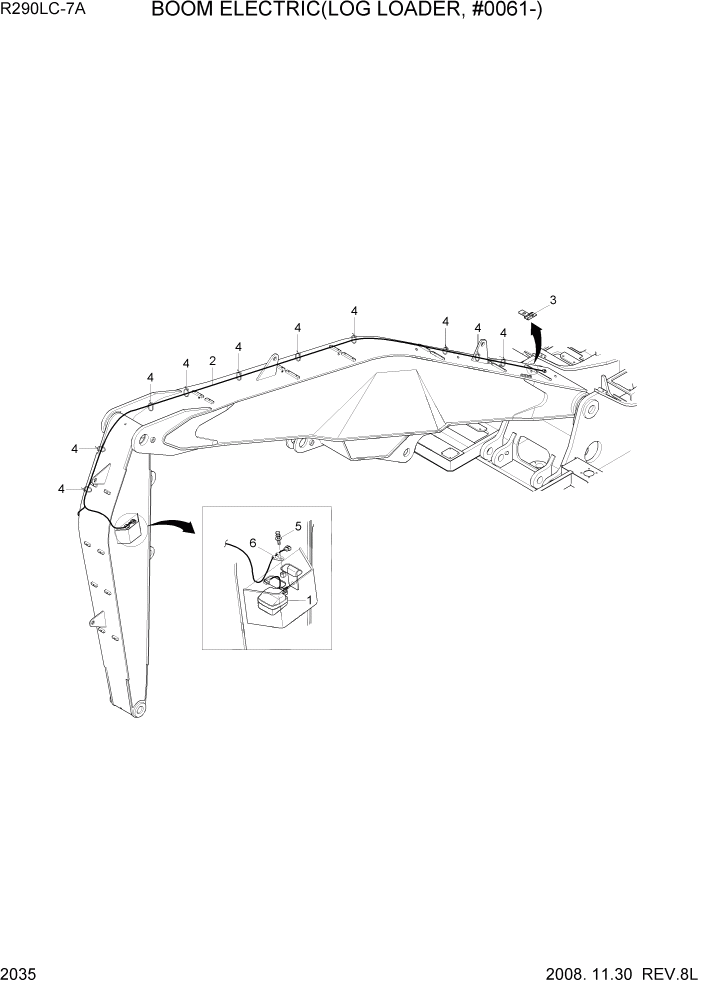 Схема запчастей Hyundai R290LC7A - PAGE 2035 BOOM ELECTRIC(LOG LOADER, #0061-) ЭЛЕКТРИЧЕСКАЯ СИСТЕМА
