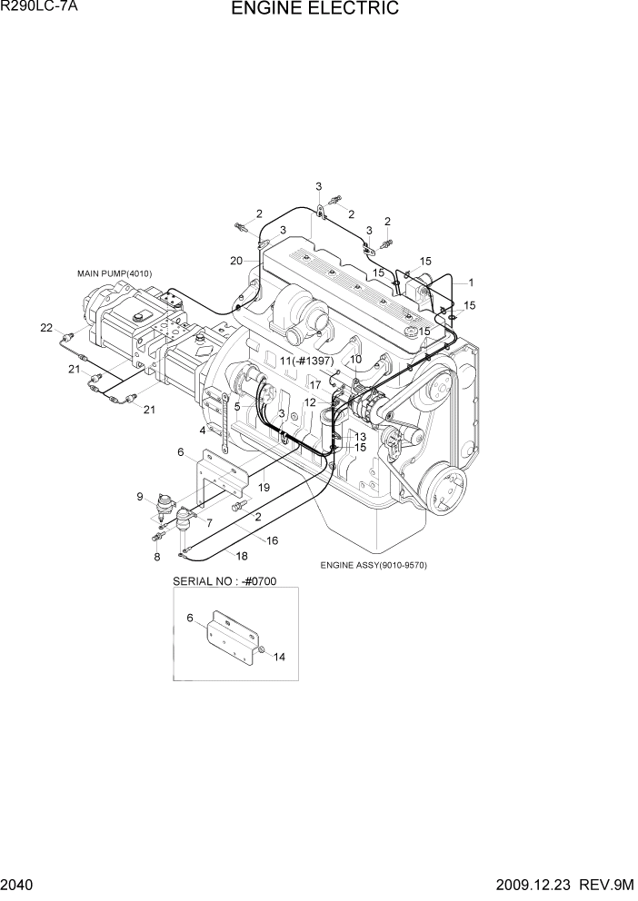 Схема запчастей Hyundai R290LC7A - PAGE 2040 ENGINE ELECTRIC ЭЛЕКТРИЧЕСКАЯ СИСТЕМА