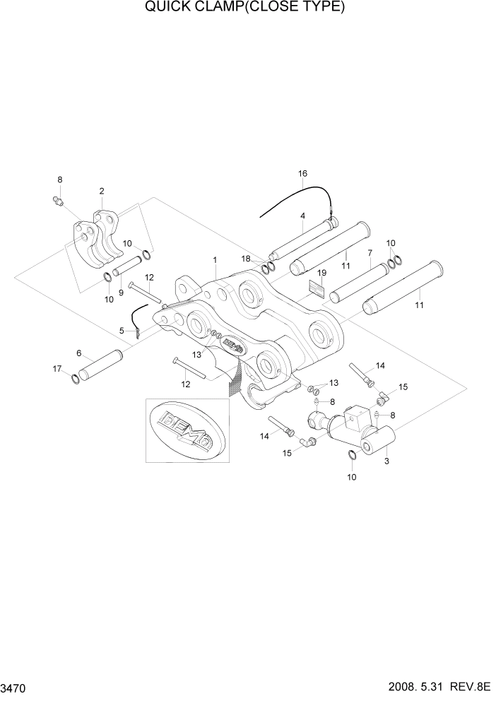 Схема запчастей Hyundai R290LC7A - PAGE 3470 QUICK CLAMP(CLOSE TYPE, #0115-) ГИДРАВЛИЧЕСКАЯ СИСТЕМА